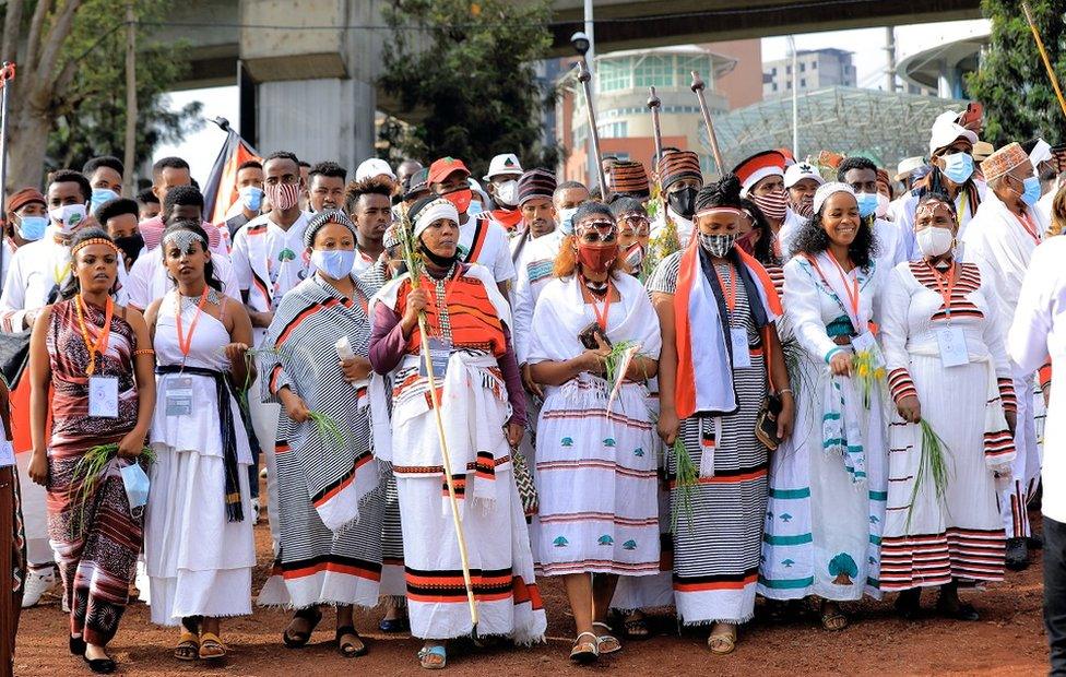 A group of women at the Irrreecha festival