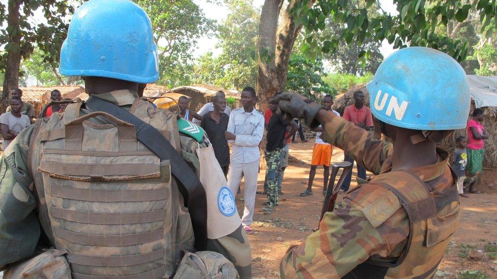 MINUSCA troops on patrol in Bambari