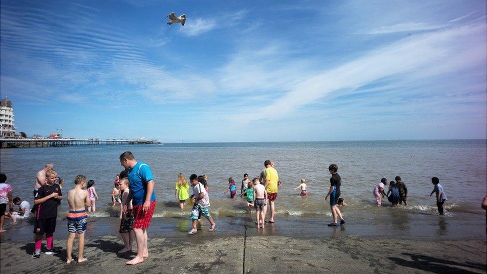 Holidaymakers were treated to blue skies on the North Wales coast at Llandudno