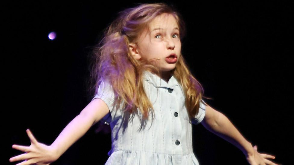 Sophia Kiely from Matilda The Musical performs onstage at the 2012 Olivier Awards at The Royal Opera House