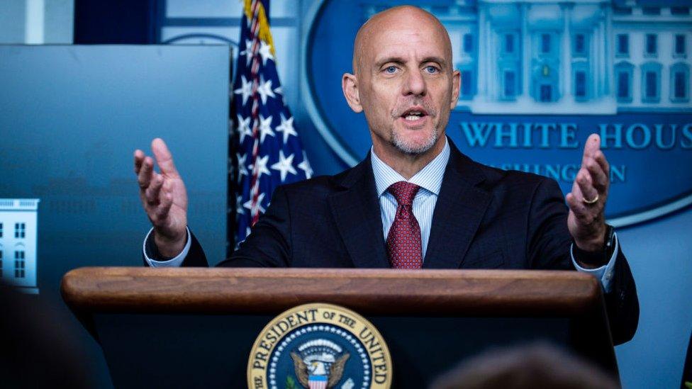 FDA Commissioner Stephen Hahn addresses the media during a press conference at the White House