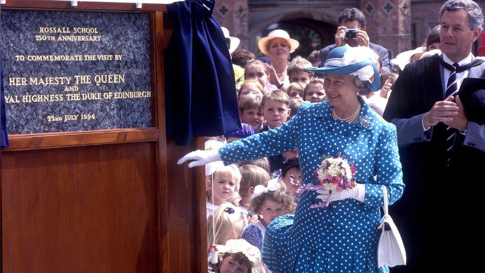 Queen Elizabeth II visiting Rossall School, Lancashire