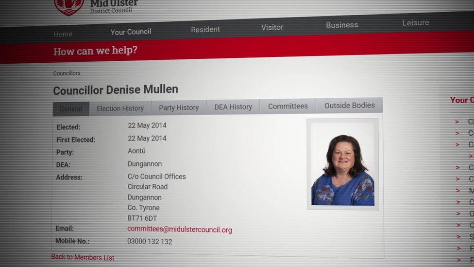 Denise Mullen's page on the Mid Ulster District Council website