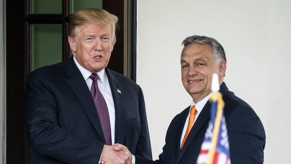 US President Donald J. Trump welcomes Hungarian Prime Minister Viktor Orbán to the White House