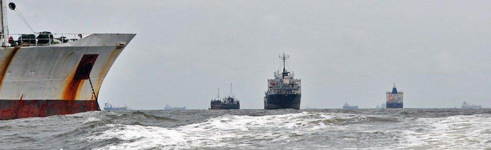 Vessels pictured off Lagos, Nigeria
