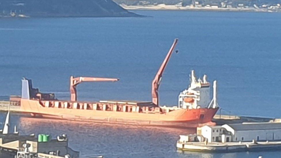 Ship docked in port