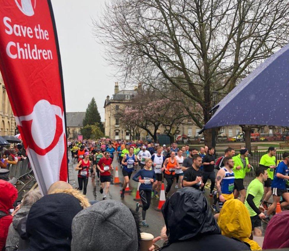 Runners taking part in the Bath half