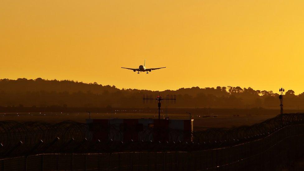 Plane approaching Edinburgh Airport