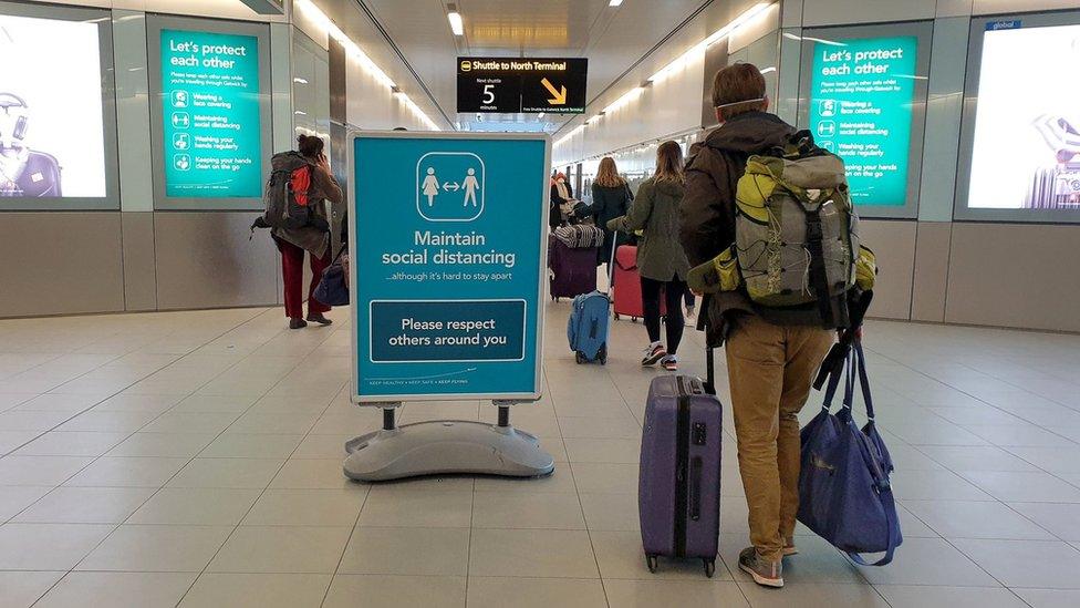 Travellers at an airport