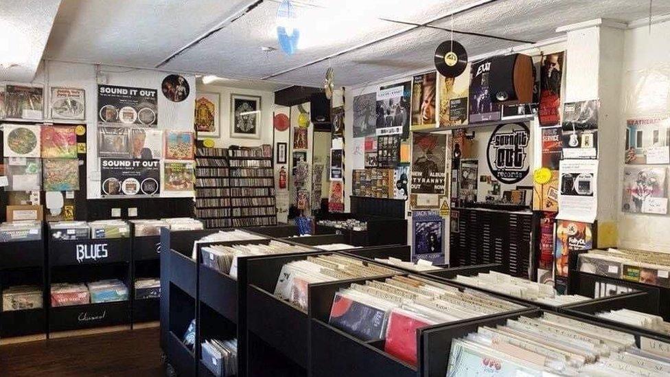 Interior of Sound It Out Records before its closure