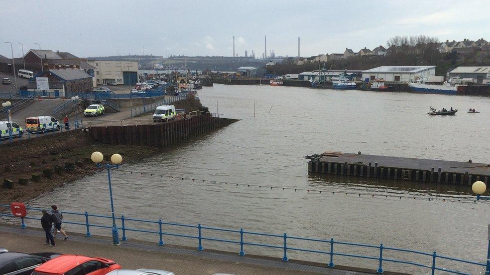 Emergency services searched the water on Sunday