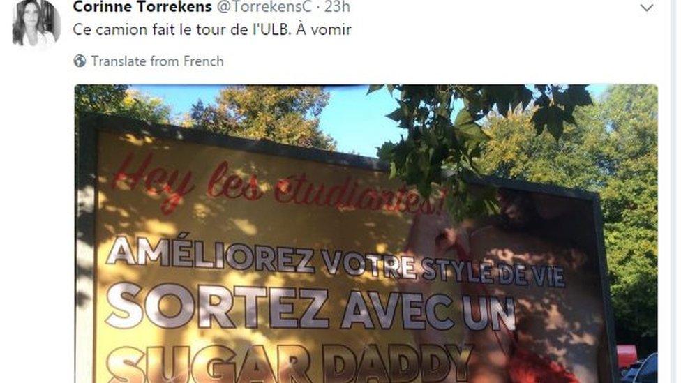 "This lorry is going around ULB - makes you vomit" - tweeted Prof Corinne Torrekens