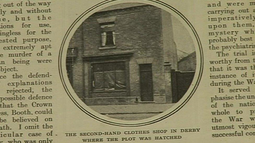 Newspaper cutting showing house in Derby where Alice Wheeldon lived