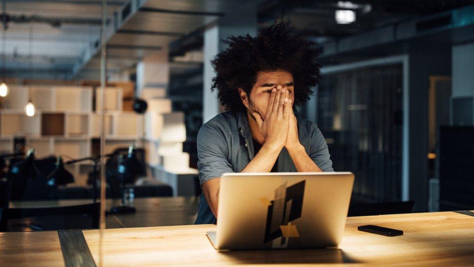 Man working on a laptop