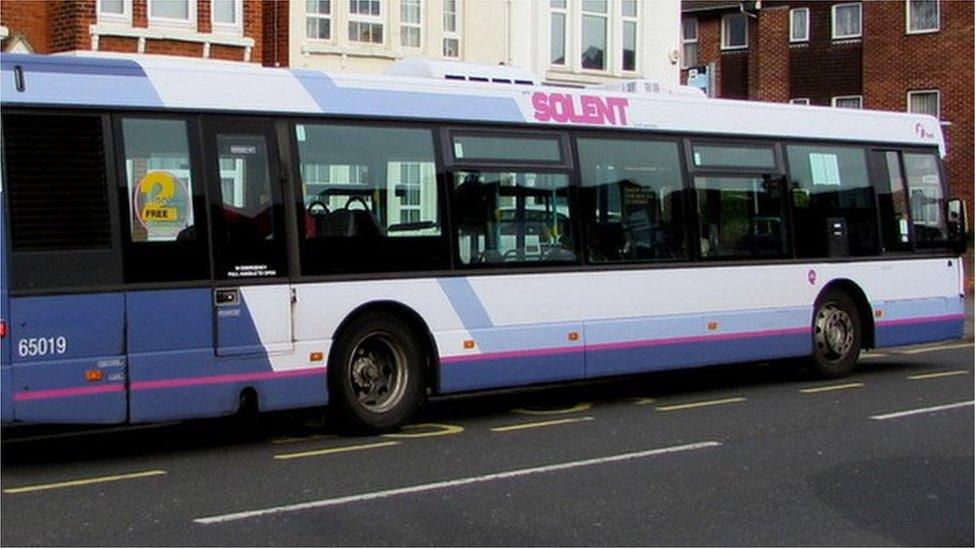 A First Solent bus in Portsmouth (not an image from the vandalism incident)