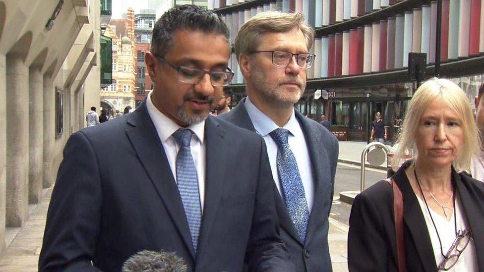 Sally Lane and John Letts outside court