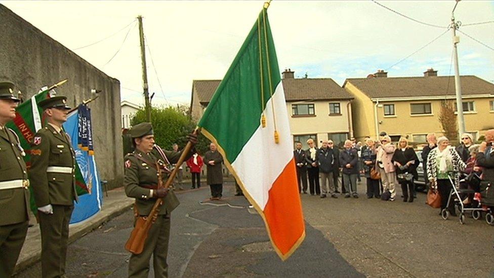 Irish flag at Collins family ceremon