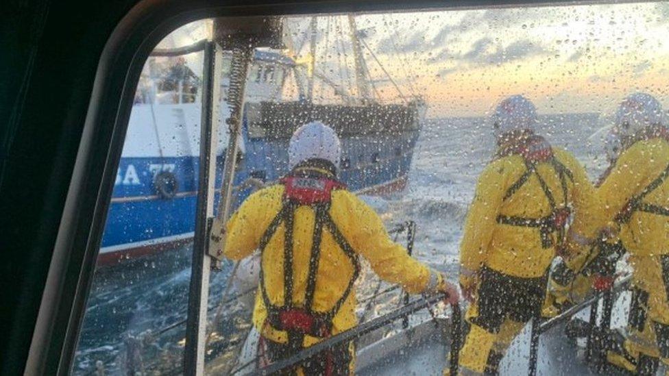 Guernsey Coastguard at the scene of the rescue