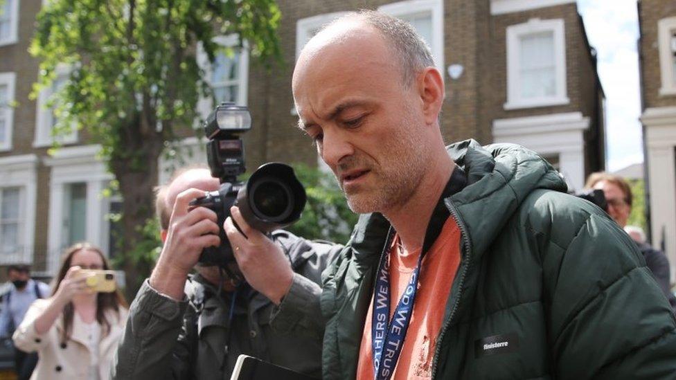 Dominic Cummings outside his north London home