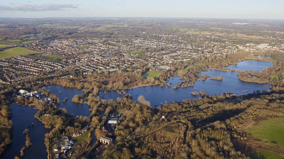 Aerial view of Rickmansworth Aquadrome