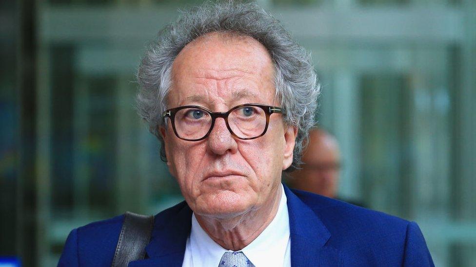 Geoffrey Rush attending court in Sydney in October 2018