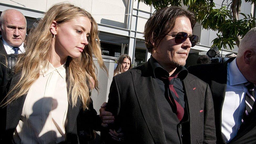 Amber Heard and Johnny Depp at court