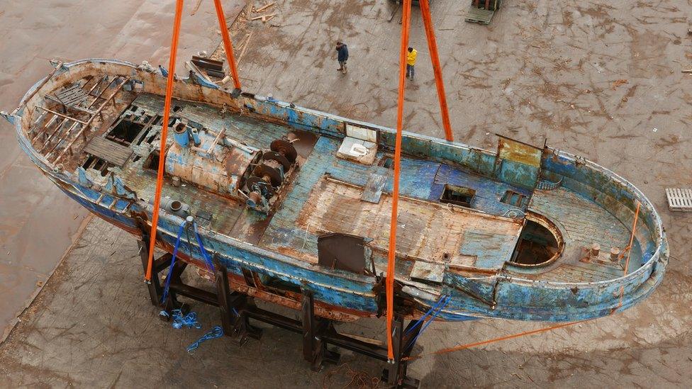 Aerial view of the ship