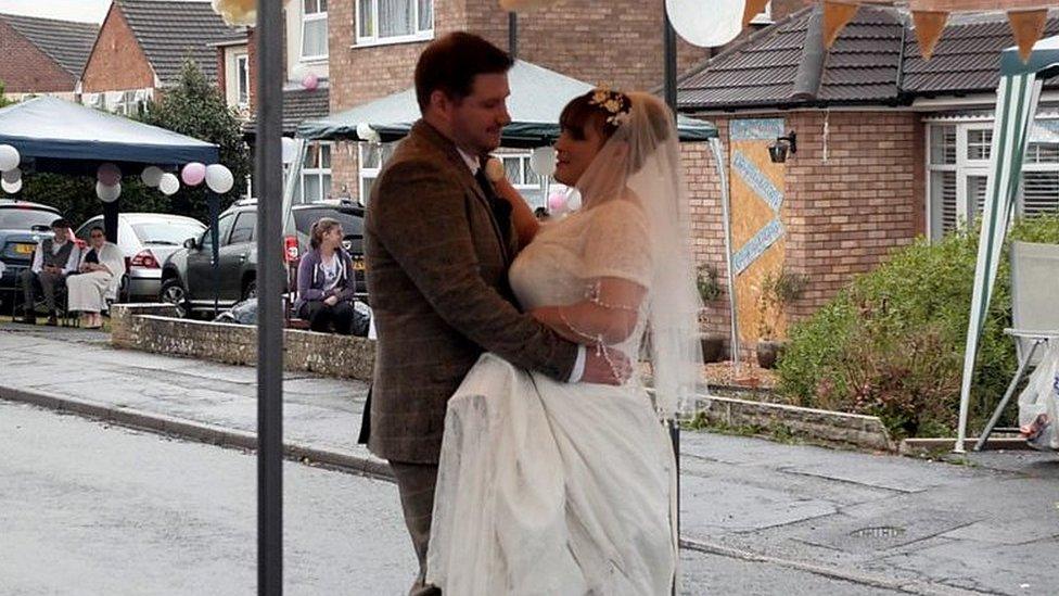 A gazebo in the road ensured rain didn't affect the first dance