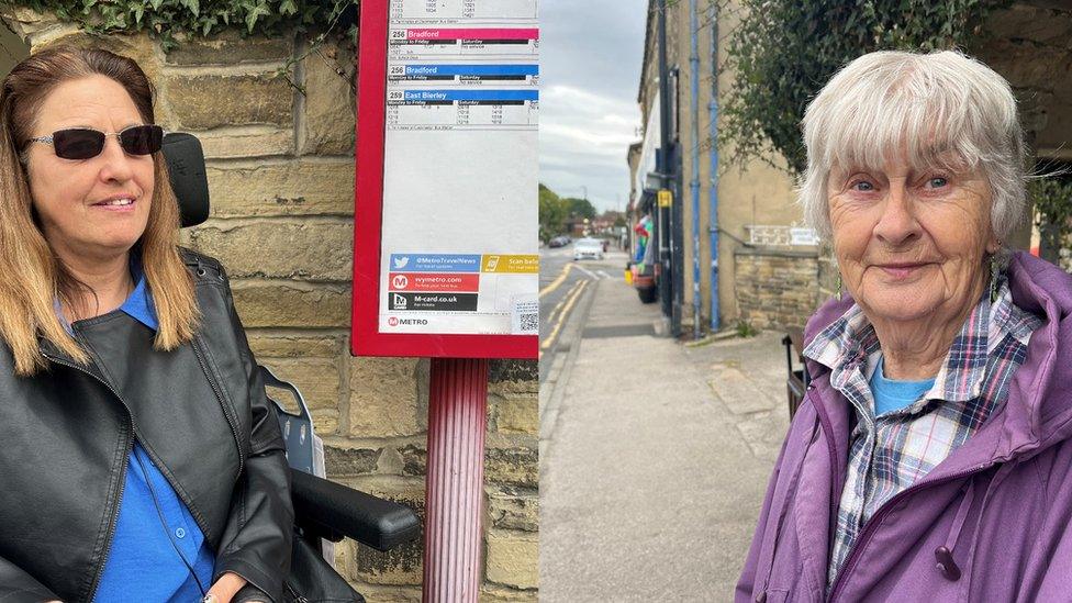 Bus passengers Dawn Aveyard and Betty Frost