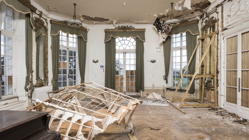 Oldway Mansion in Paignton in a derelict state