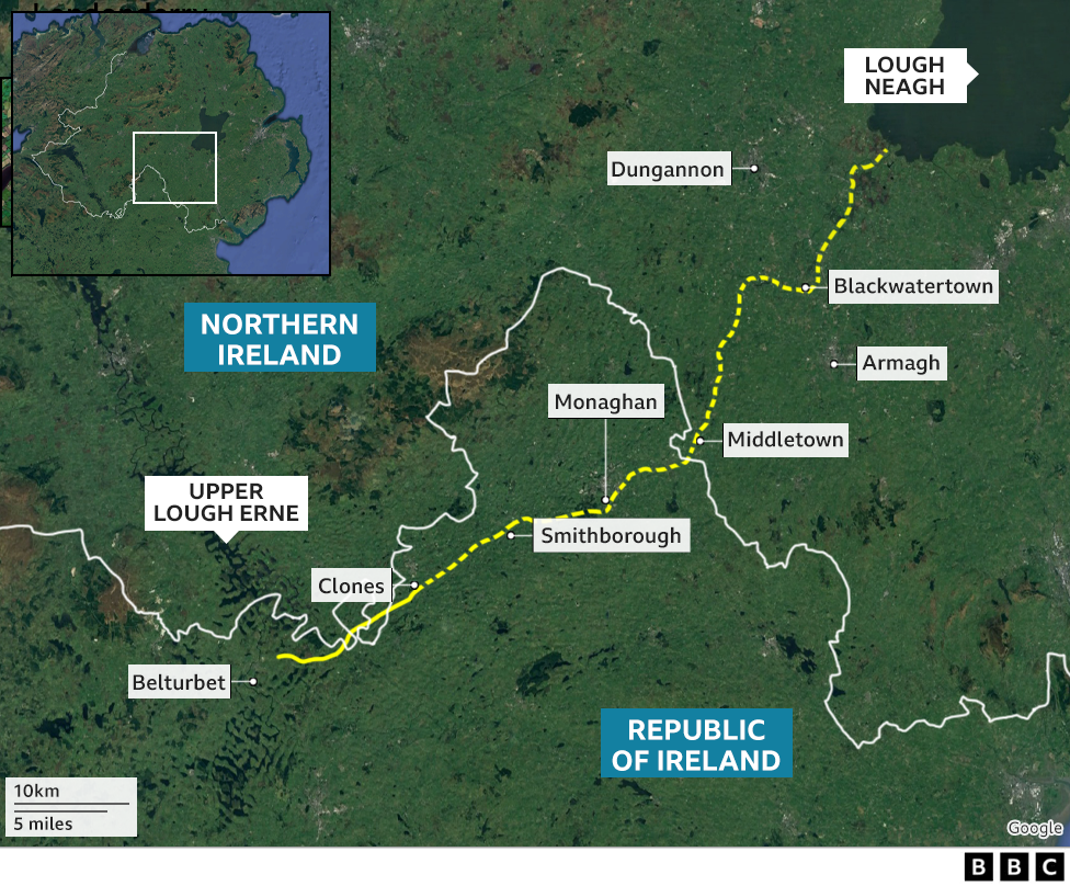 The route of the Ulster Canal