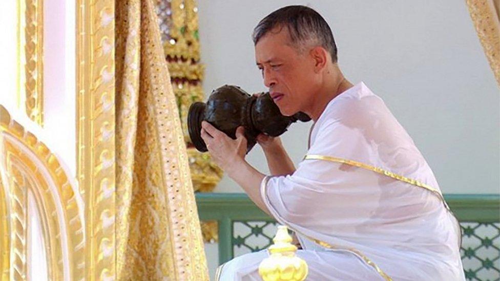 Thai King Maha Vajiralongkorn Bodindradebayavarangkun during the royal purification ablution at the Grand Palace in Bangkok, 04 May 2019.