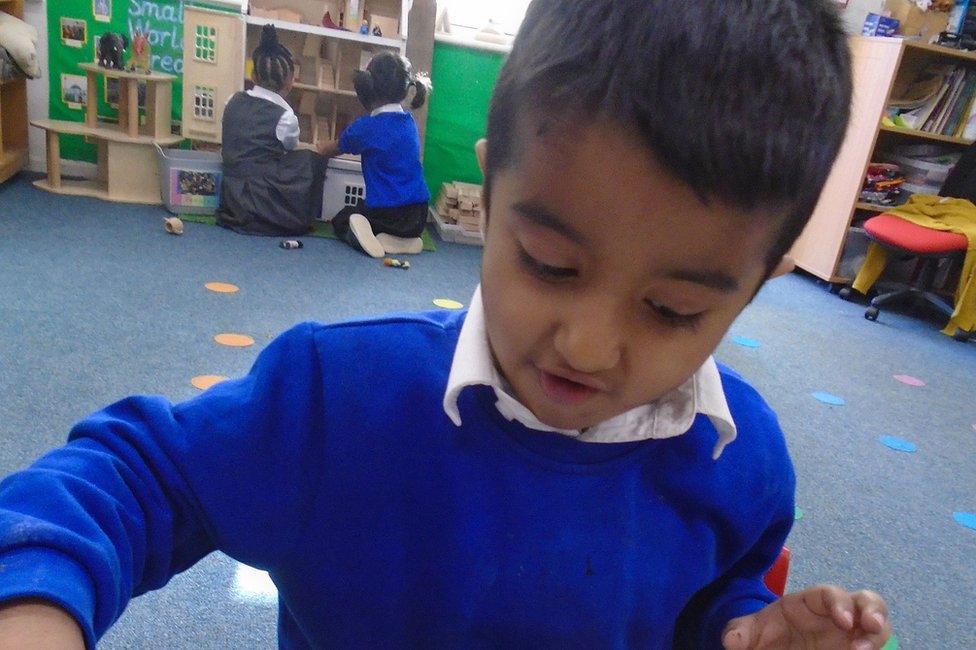 Muhammad learning at Oakridge School and Nursery in High Wycombe.