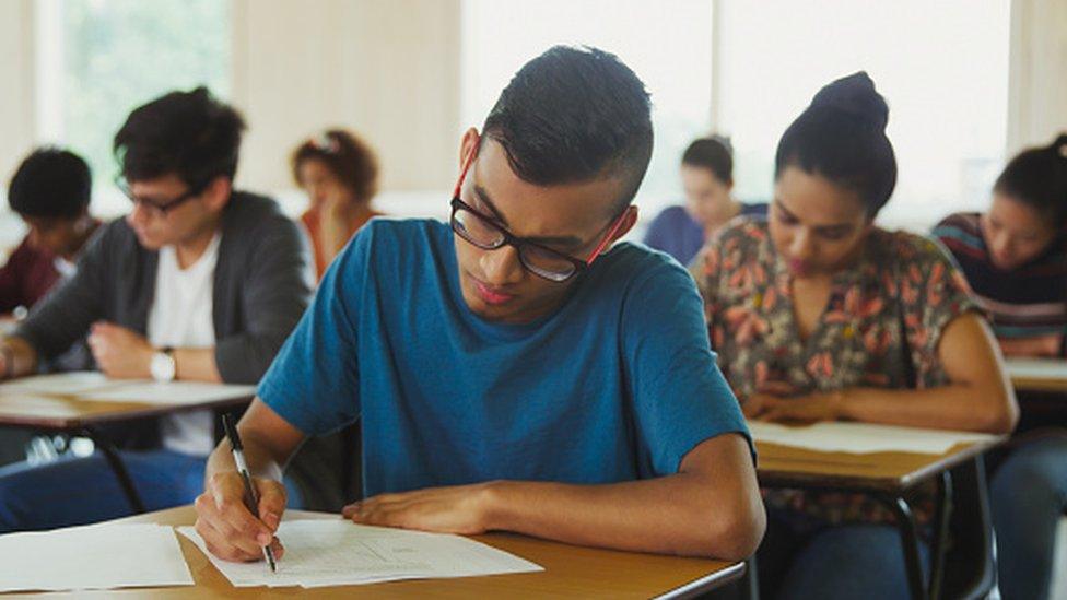 Students taking exams