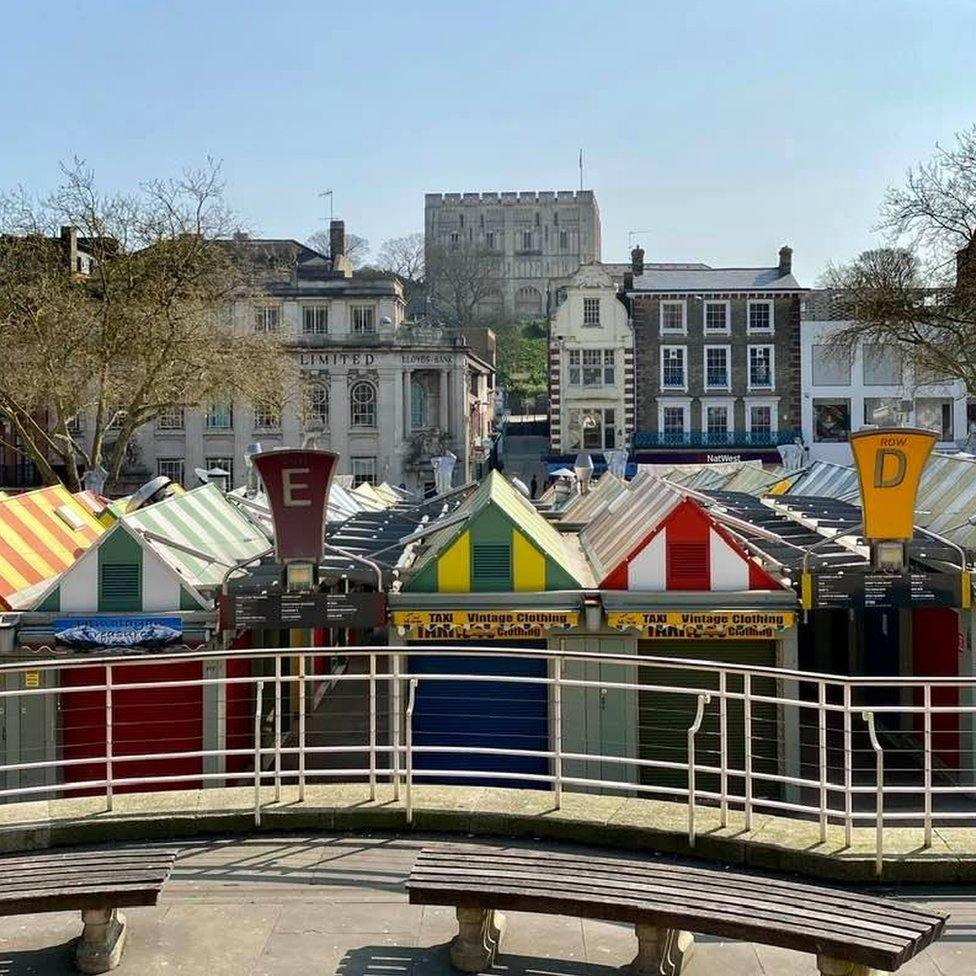 The Norwich Market and Norwich Castle