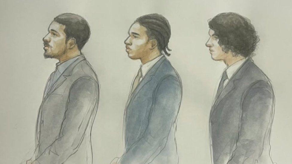 Sketch of three defendants