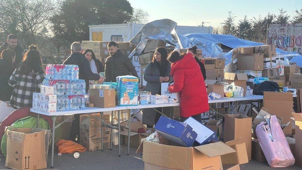 Donations being sorted at the centre