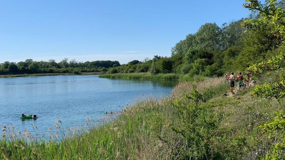 Unauthorised swimmers at Calvert Jubilee, Buckinghamshire