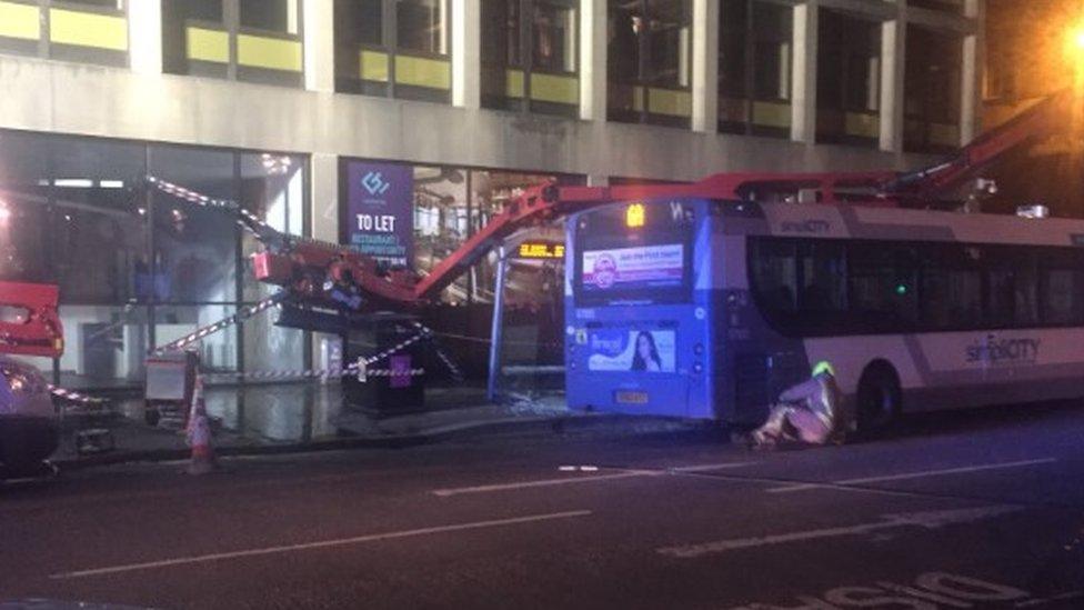 Cherry-picker on bus