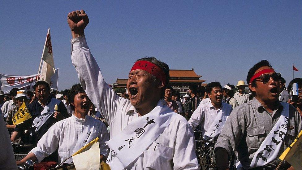 Protesters in China, 1989