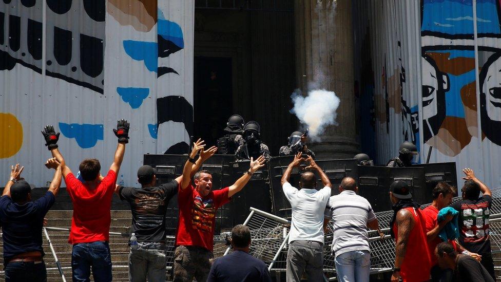 Police fire tear gas outside State Assembly in Rio de Janeiro