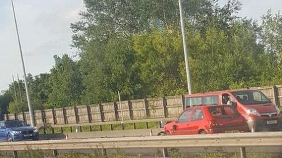 M60 car driving wrong way