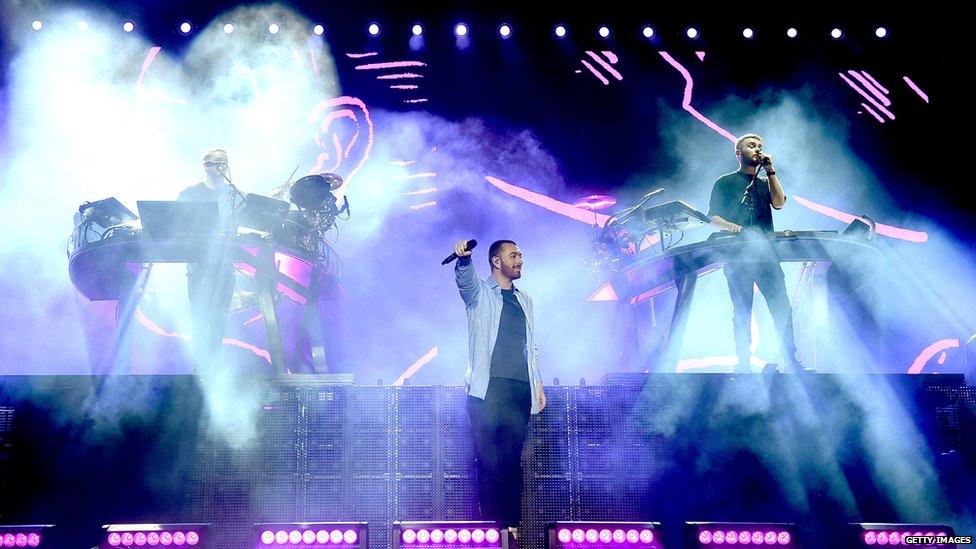 Disclosure performing with Sam Smith at Coachella in 2016