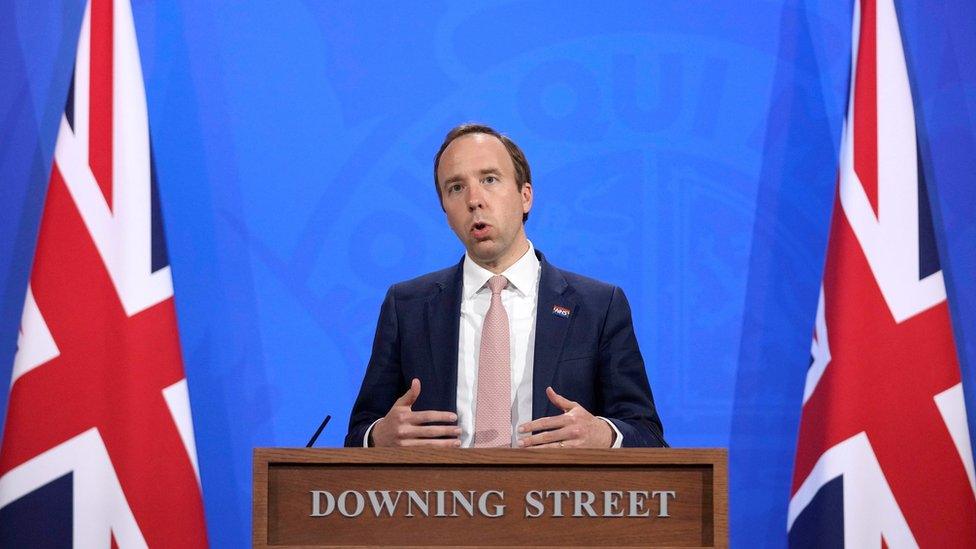 Matt Hancock at a Downing Street briefing