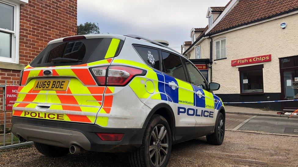 Police car at the scene in Loddon.