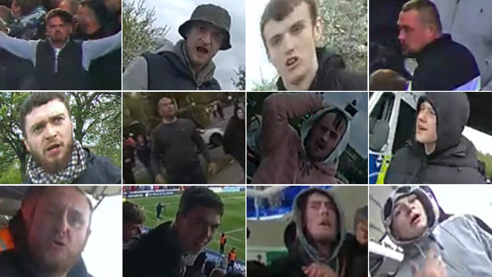 Photos released by police investigating disorder at Birmingham v Millwall match in April