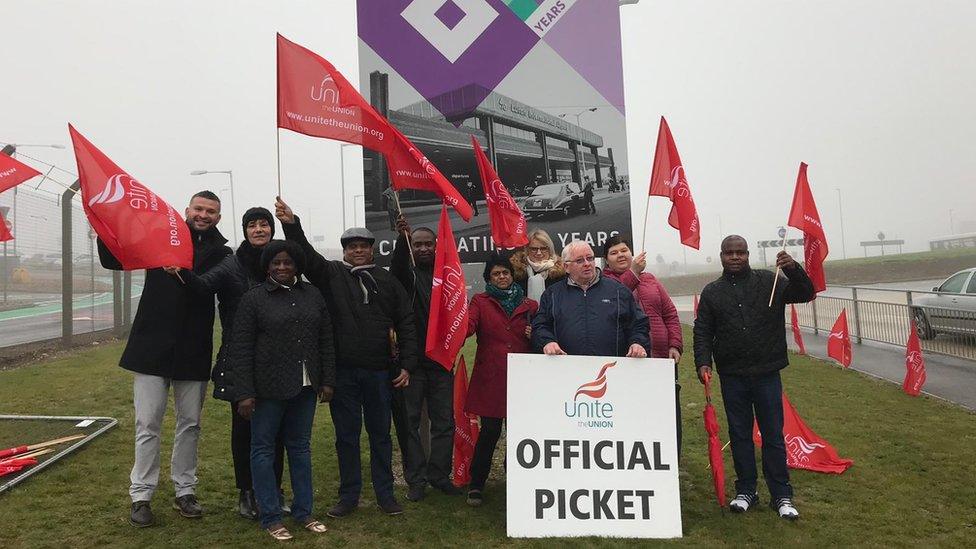 Unite workers on a picket line