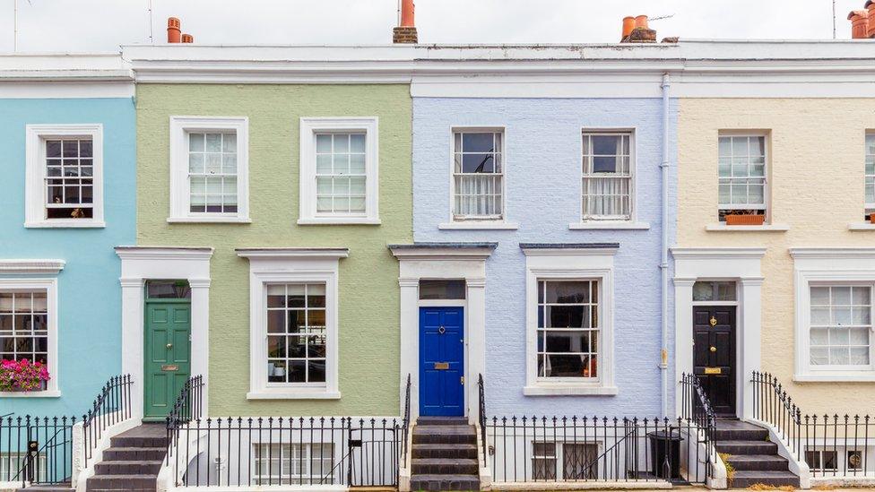 A cheerful-looking row of houses