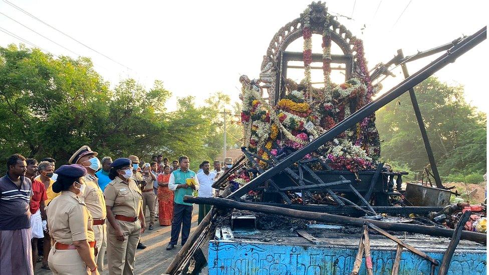 The burned temple chariot