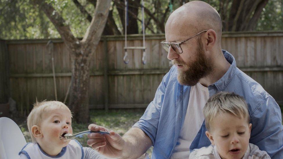 Peter Rhodes and his two children